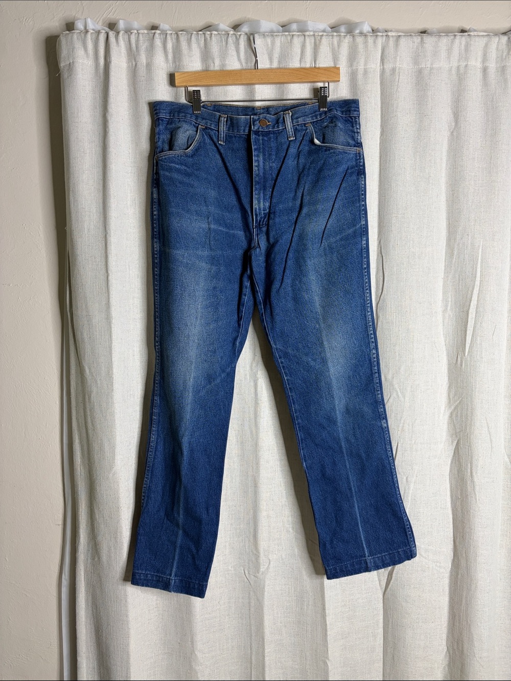 Vintage Rustler Men's Straight Denim Jeans in Blue